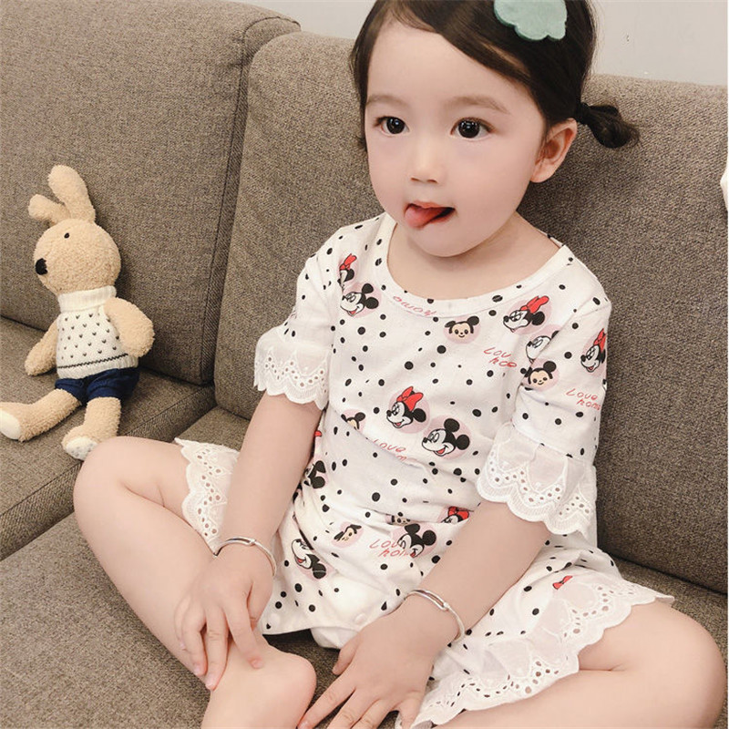 đồ ngủ In Hình Dễ Thương Cho Bé Gái/Girl Princess housewear / baby cute cotton lace pajamas