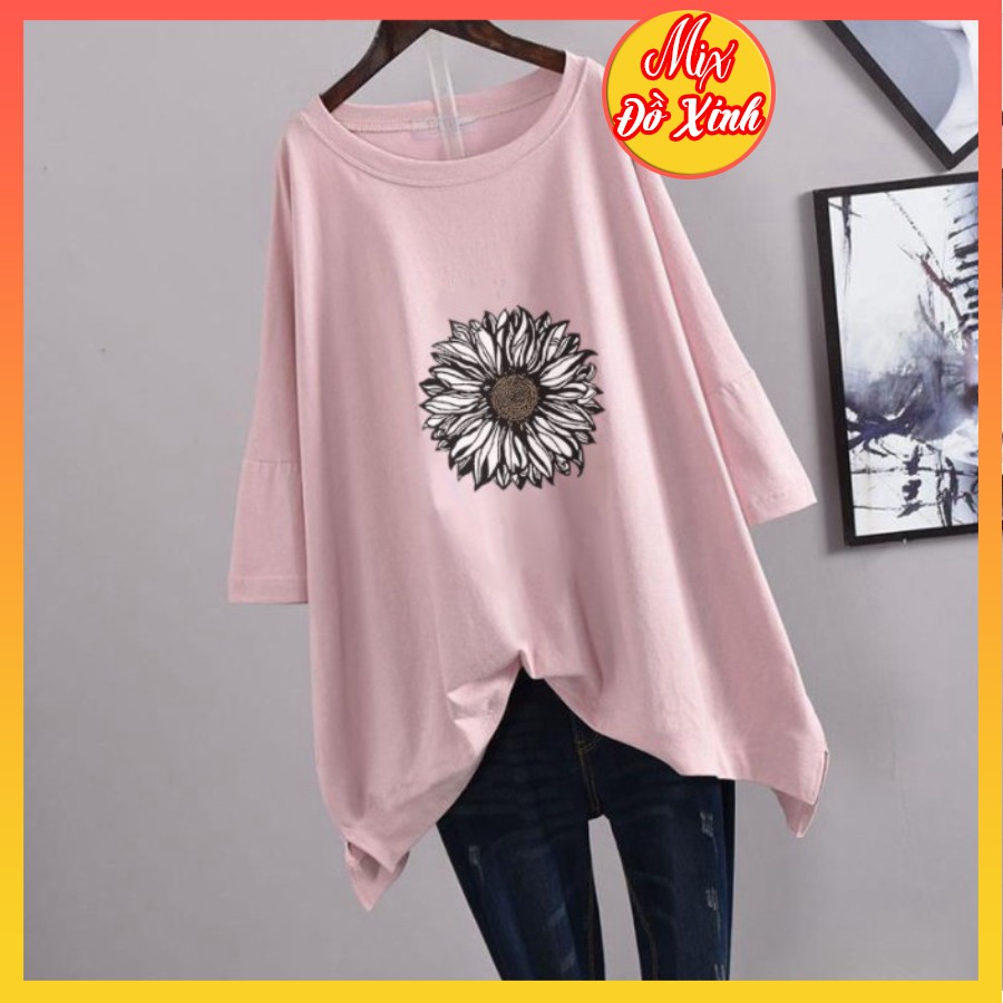 Áo phông unisex, áo thun form rộng tay lỡ Mix. Đồ Xinh, chất liệu thun Cotton in hình Hoa Hướng Dương | BigBuy360 - bigbuy360.vn