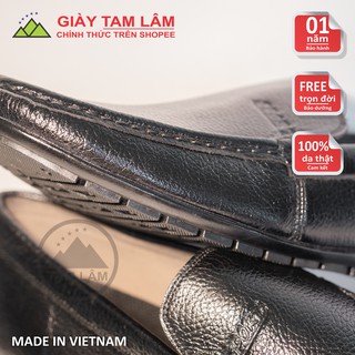 Giày lười da bò sần màu đen DS02