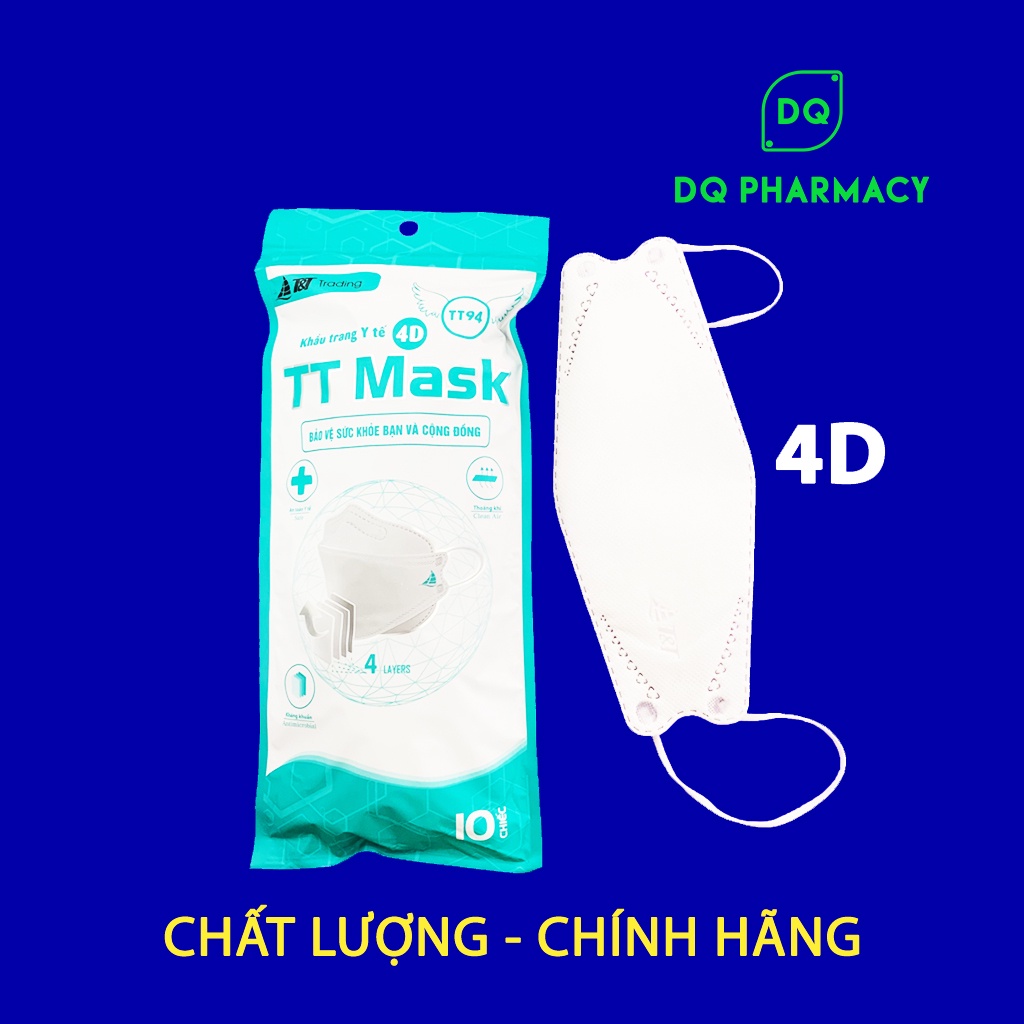 Khẩu trang 4D, bịch 10 cái khẩu trang cao cấp kháng khuẩn TTMark