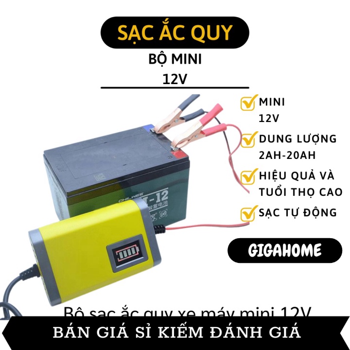 Bộ Sạc Ác Quy GIGAHOME Máy Sạc Bình Acquy 12V Dành Cho Xe Máy, Xe Đạp Điện 5836