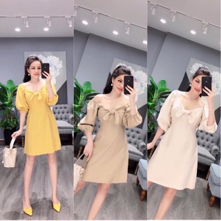 Váy đũi cổ nơ tay bồng