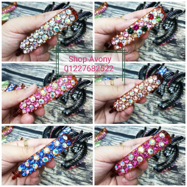 6cm Kẹp tóc - Kẹp ngang đính đá màu rực rỡ