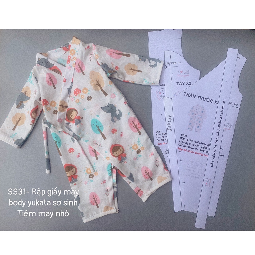 SS31_ Rập giấy may body yukata sơ sinh