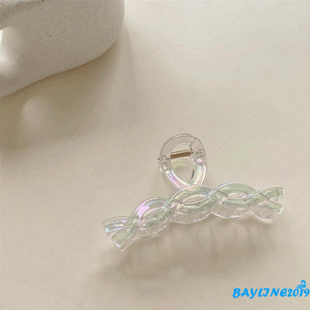 BAY-Retro Hair Clip, Holographic Transparent Geometry Shape Back of Head Hairpin for Women and Girls