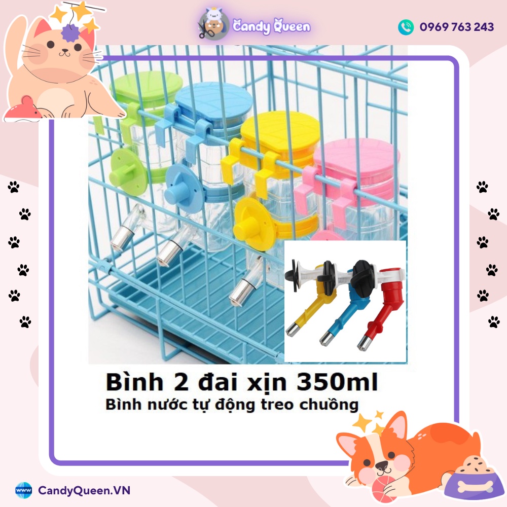 [Bình Nước Treo Chuồng Thú Cưng] ⚡ Nhiều Màu Sắc Nước Tự Động Chảy Dành Cho Chó Mèo