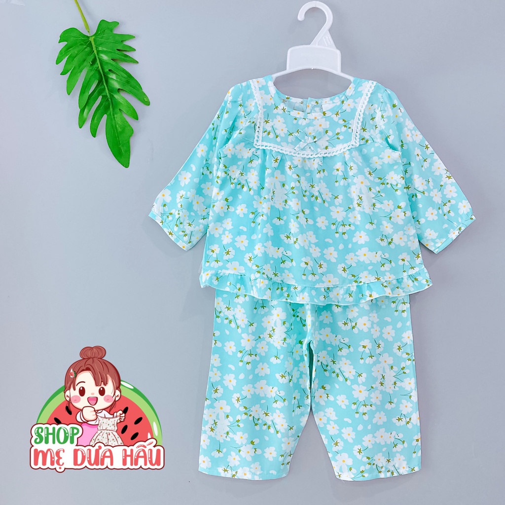 Bộ mặc nhà - Đồ bộ bé gái vải tôn, lanh lụa loại 1 dài tay tiểu thư 8-32kg shop mẹ dưa hấu