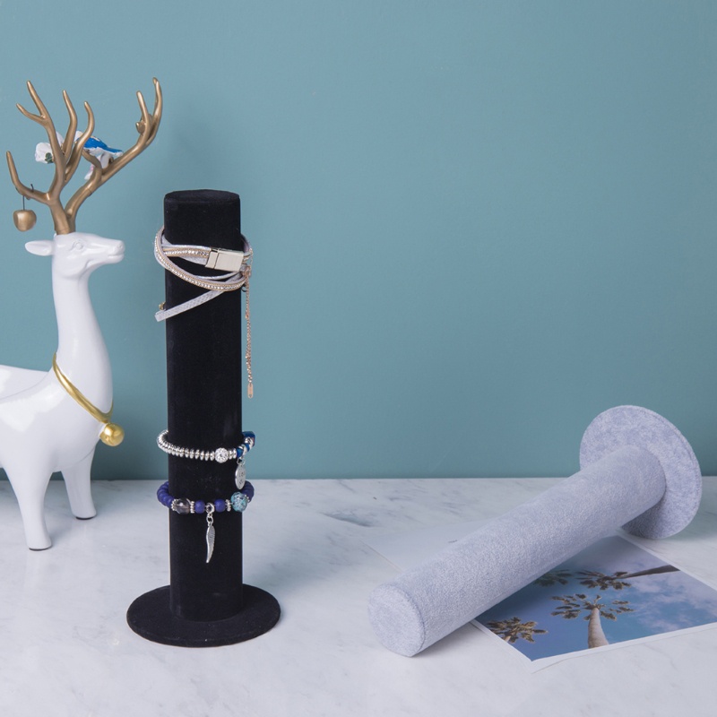 Flgo Giá Đỡ Vòng Cổ / Vòng Tay Bằng Nhung Xám Đen Độc Đáo Trang Trí Nhà Cửa