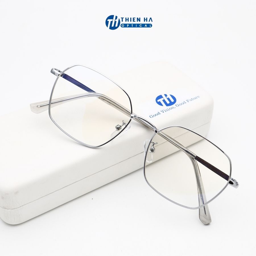 Gọng kính cận nữ kim loại dáng vuông THIÊN HÀ  Optical chất liệu kim loại nhẹ càng mảnh nhiều màu dễ đeo TH72328