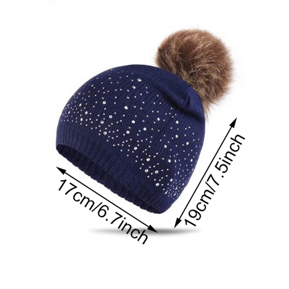 Mũ Beanie Đan Len Dày Dặn Giữ Ấm Đính Quả Bông Nhiều Màu Dễ Thương Cho Bé Trai / Gái