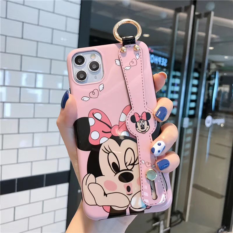 Ốp Điện Thoại Họa Tiết Mickey Minnie Có Dây Đeo Cổ Tay Dành Cho iPhone13 Pro i12 i13 i11 xs max xr i7