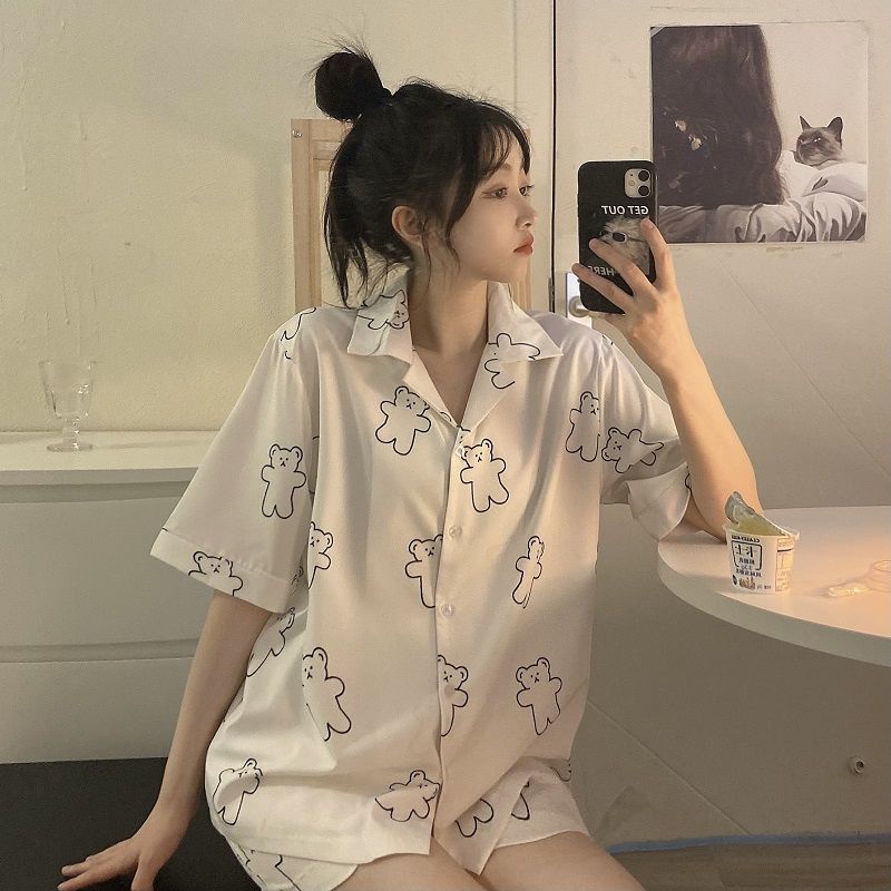 ❤️❤️Bộ đồ ngủ mặc nhà in hình gấu kiểu Hàn Quốc dễ thương cho nữ