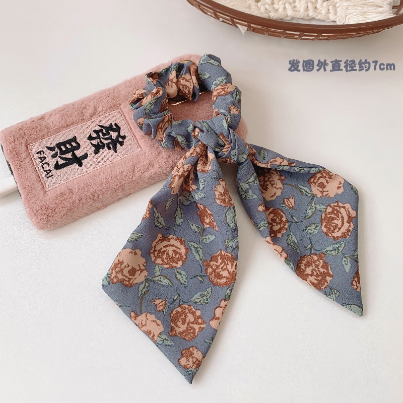 Dây Buộc Tóc Thắt Nơ Co Giãn In Họa Tiết Hoa Dễ Thương Thời Trang Hàn Quốc Cho Nữ