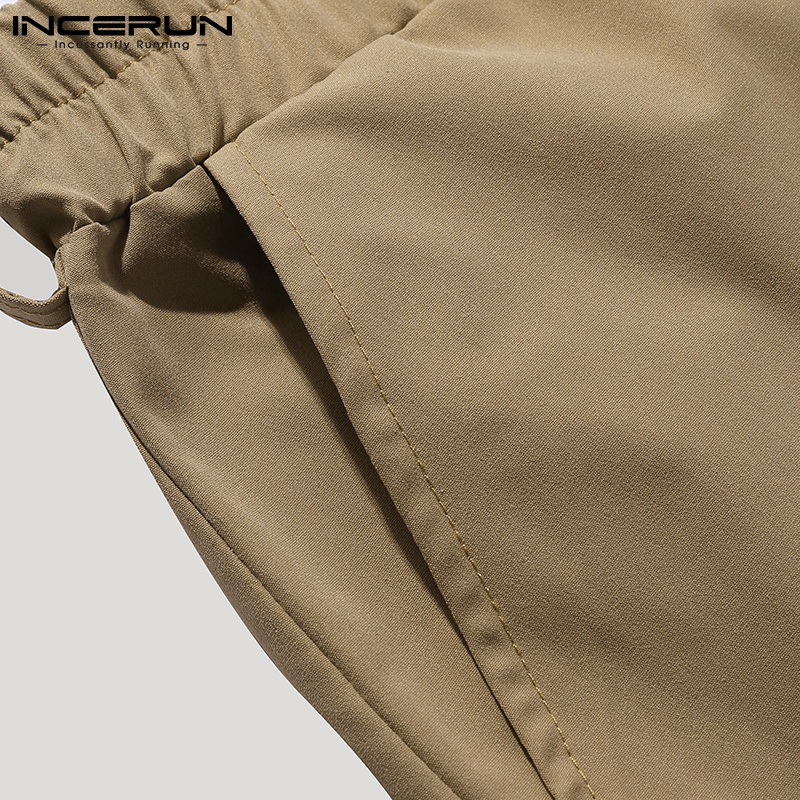 Bộ quần áo INCERUN gồm blazer tay 3/4 + quần short co giãn thời trang Hàn Quốc cho nam