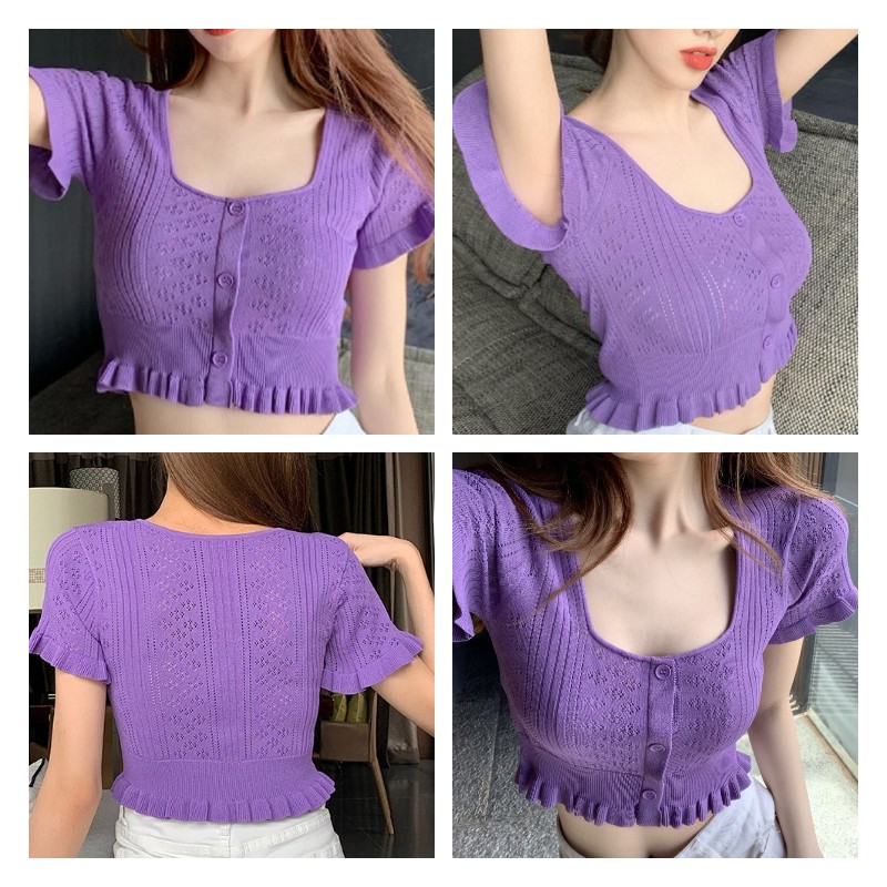 Áo Lửng Ngắn Tay Phong Cách Trẻ Trung Quyến Rũ Dành Cho Nữ