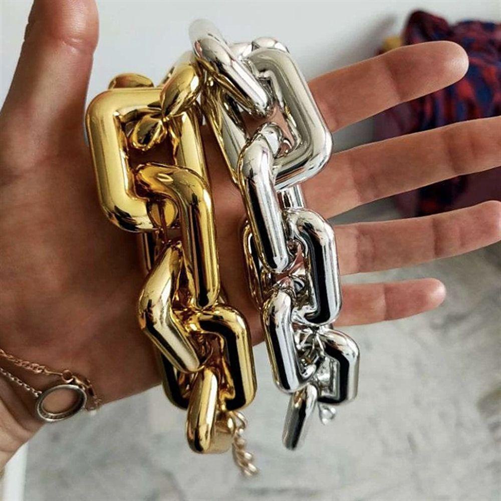 Yve Vòng Tay Chuỗi Xích Dày Bản To Hình Học Đơn Giản Hợp Thời Trang