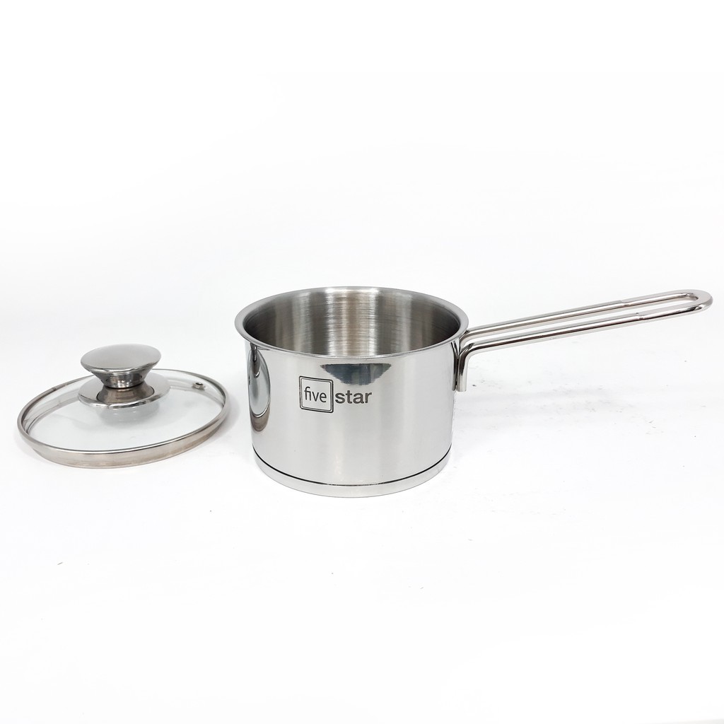 Quánh nấu cháo bột inox 430 Fivestar Standard nắp kính 3 đáy bếp từ ( 12cm / 14cm / 16cm ), tặng 5 muỗng ăn