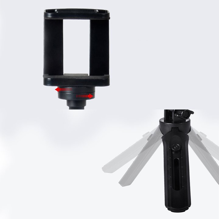 Tripod mini 3 chân kiêm giá đỡ cho smartphone xoay 360 độ bằng nhựa + hợp kim nhôm cao cấp