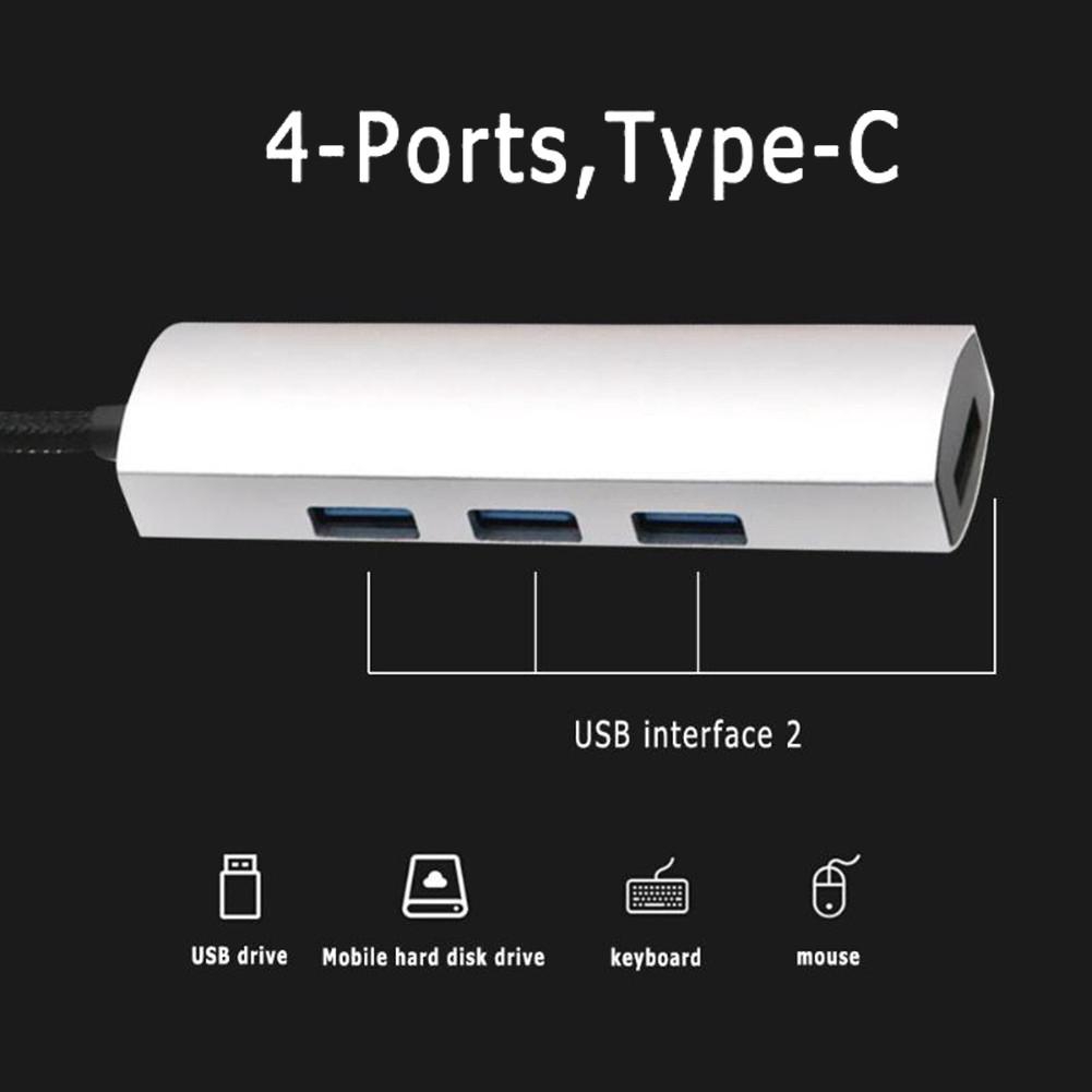 4 cổng USB C HUB Type C Splitter Bộ chuyển đổi USB-C cho Macbook Pro Air Surface pro 6 Huawei matebook Hub