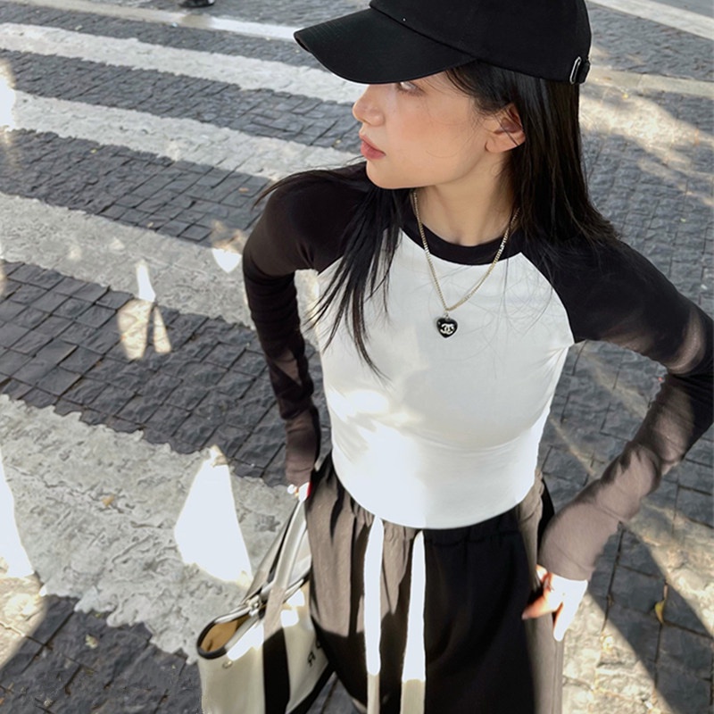 NRVP Áo thun nữ dài tay dáng rộng thời trang Hàn Quốc