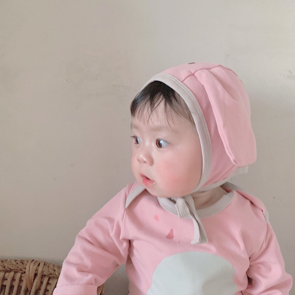 Bộ Áo Liền Quần Màu Hồng In Hình Thỏ Dễ Thương Thời Trang Thu Đông Cho Bé Gái 0-24 Tháng Tuổi
