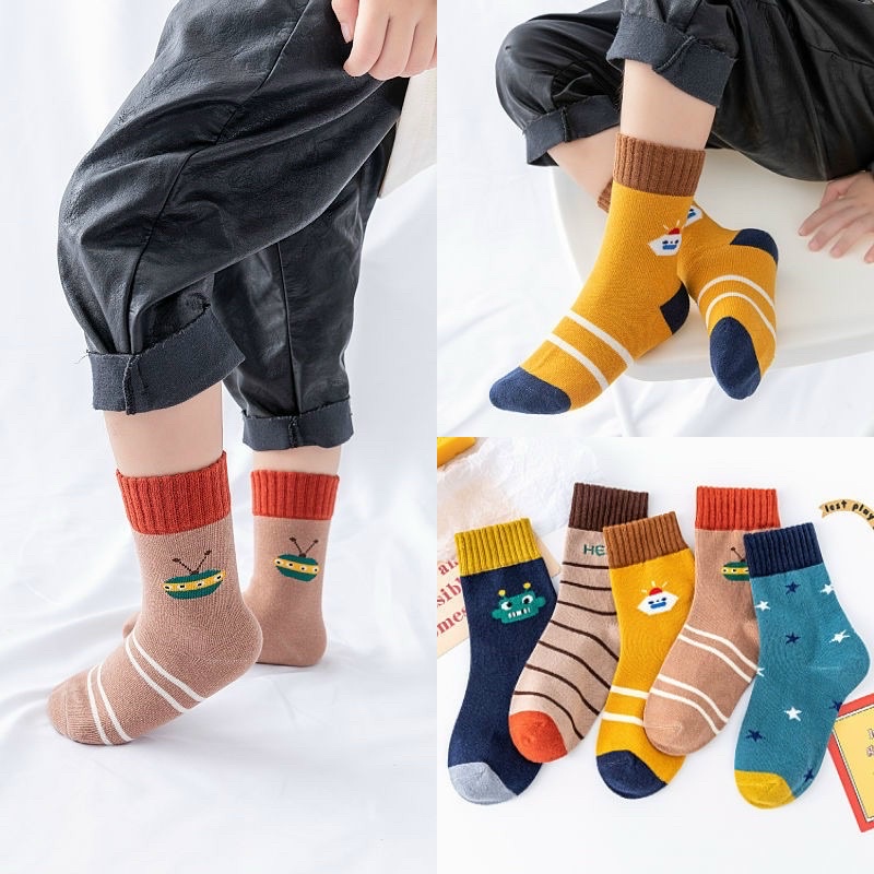 sét 5 đôi tất cho trẻ em dành cho bé in hoạ tiết hoạt hình dễ thương