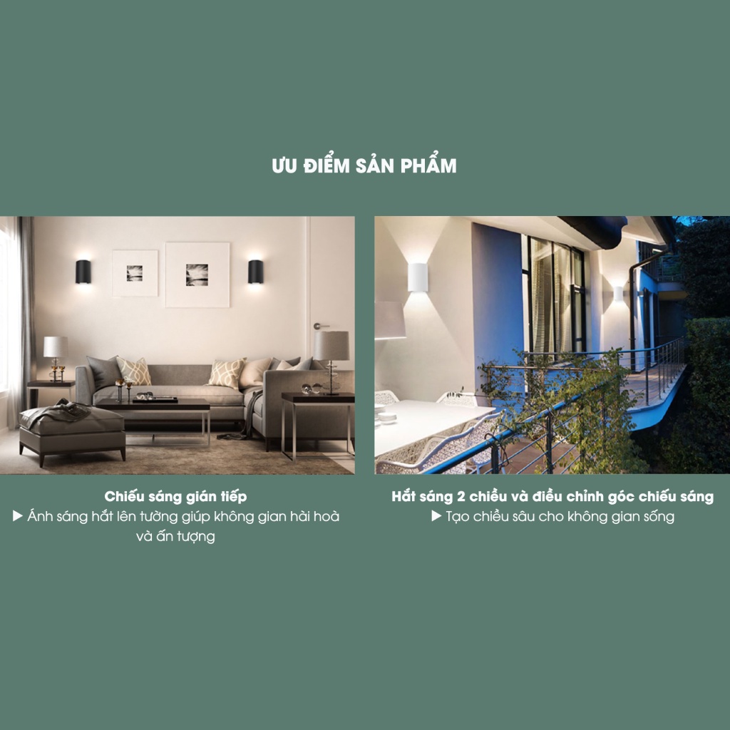 Đèn led ốp tường Rạng Đông đổi màu 6w, phòng ngủ, phòng khách, cầu thang LN18.V2 ĐM 110x75/6W