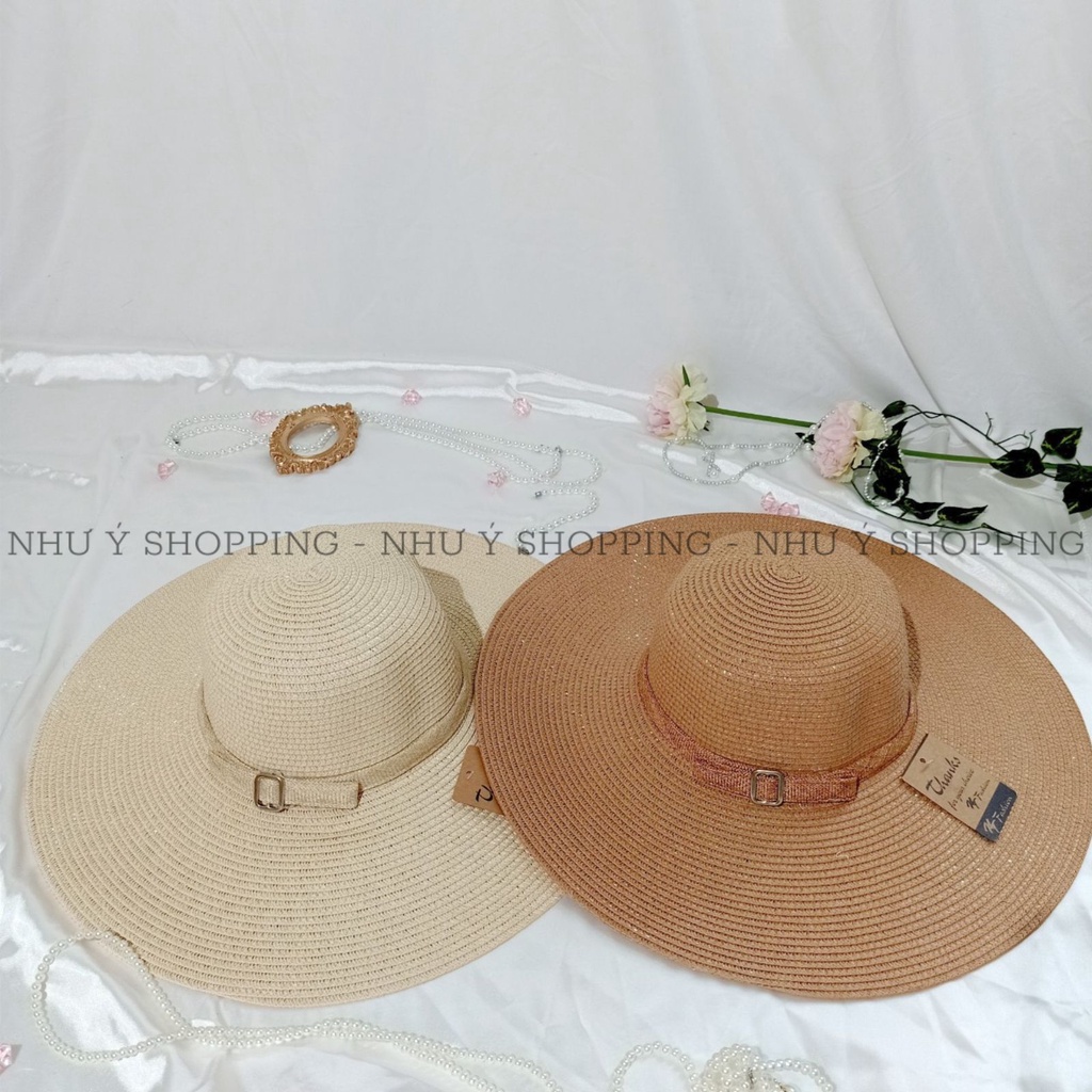 Nón cói/mũ cói nữ đi biển vành rộng thắt khoá sành điệu kiểu mới lạ_q12 khoá