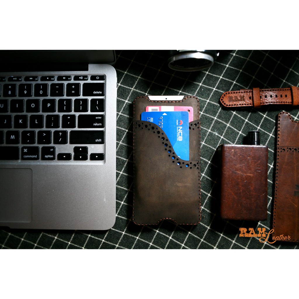 Bao Da Điện Thoại IPHONE Da Bò Thật Đặt Riêng - RAM Leather Cover One Dark Brown