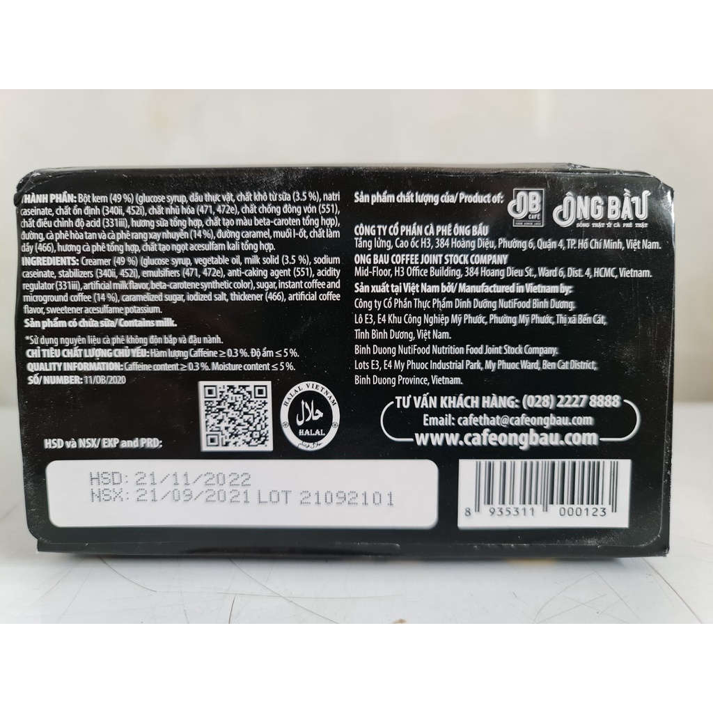 [HỘP 10 gói x 24g] CÀ PHÊ SỮA ĐÁ HÒA TAN [VN] ÔNG BẦU Instant Coffee Mix