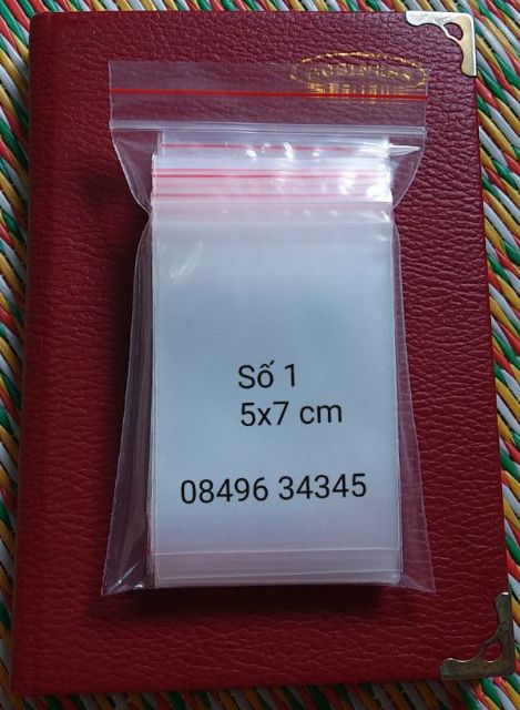 100g túi zip viền đỏ miết mép số 1 kt 5x7 cm
