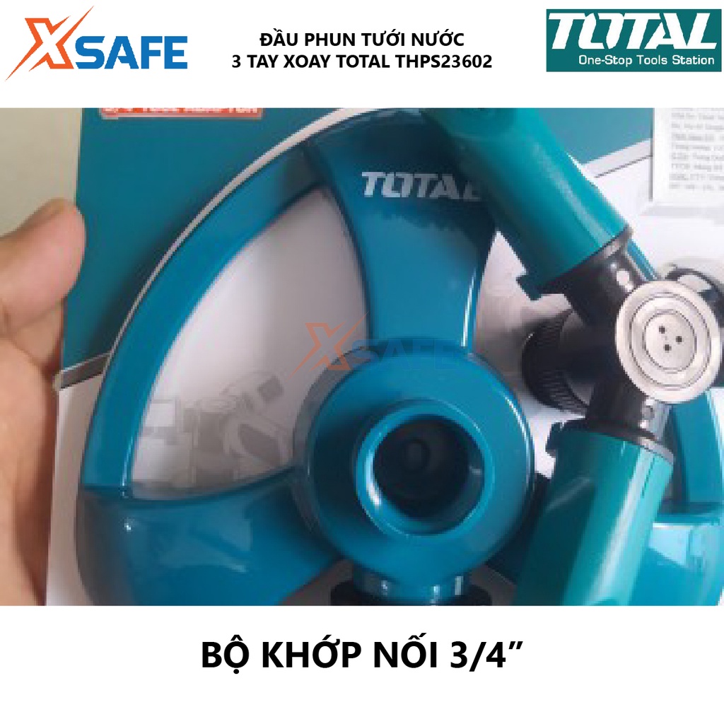 Đầu phun tưới tay xoay TOTAL THPS23602 Vòi tưới nước xoay tay, chất liệu nhựa ABS và PP, bộ khớp nối 3/4&quot; - Chính hãng