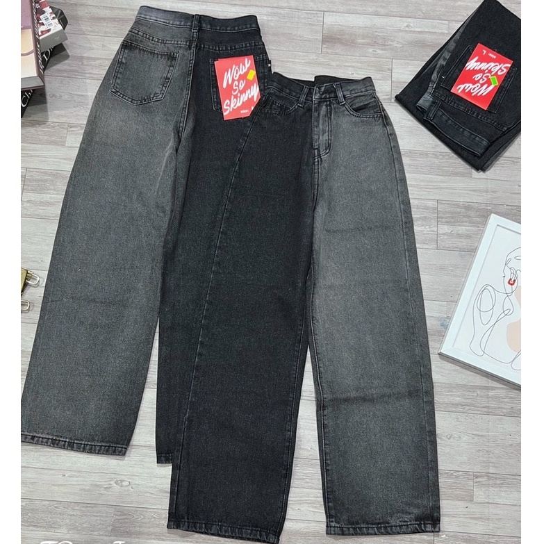 [ VIDEO+FREESHIP ] QUẦN JEAN ỐNG RỘNG NỮ LƯNG CAO LAI CUỐN 2 ỐNG 2 MÀU XÁM ĐẬM NHẠT MỀM MỊN DÀY DẶN PHÁ CÁCH NITIQC