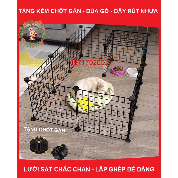 Chuồng quây, Chuồng ghép chó mèo 12 tấm sắt (tặng 24 chốt nối)