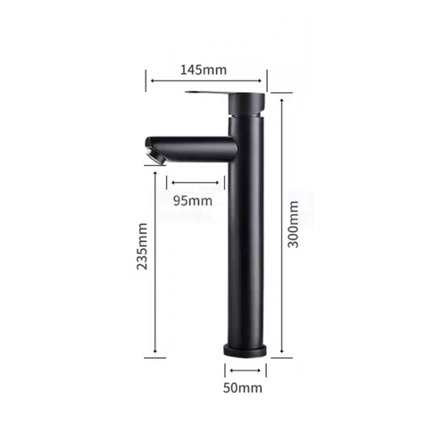 VÒI LAVABO NÓNG LẠNH TRÒN ĐEN 30CM