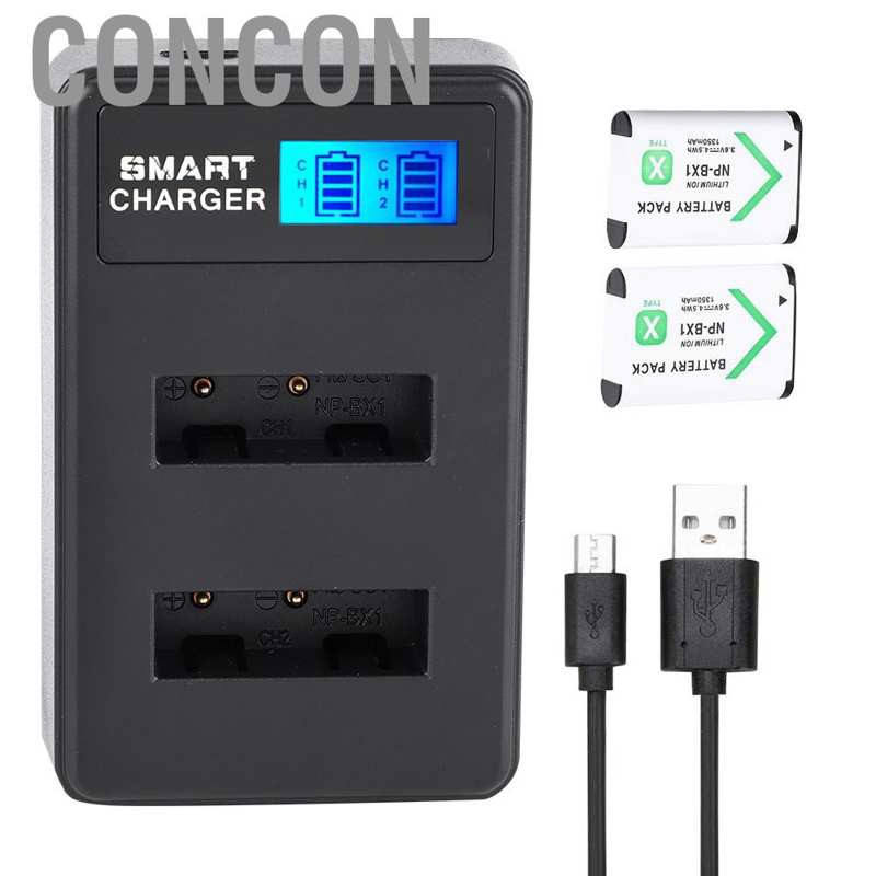 CONCON Replacement NP-BX1 USB Dual Charger for Sony DSC-RX1 WX300 HX50V DSC-RX100 B140