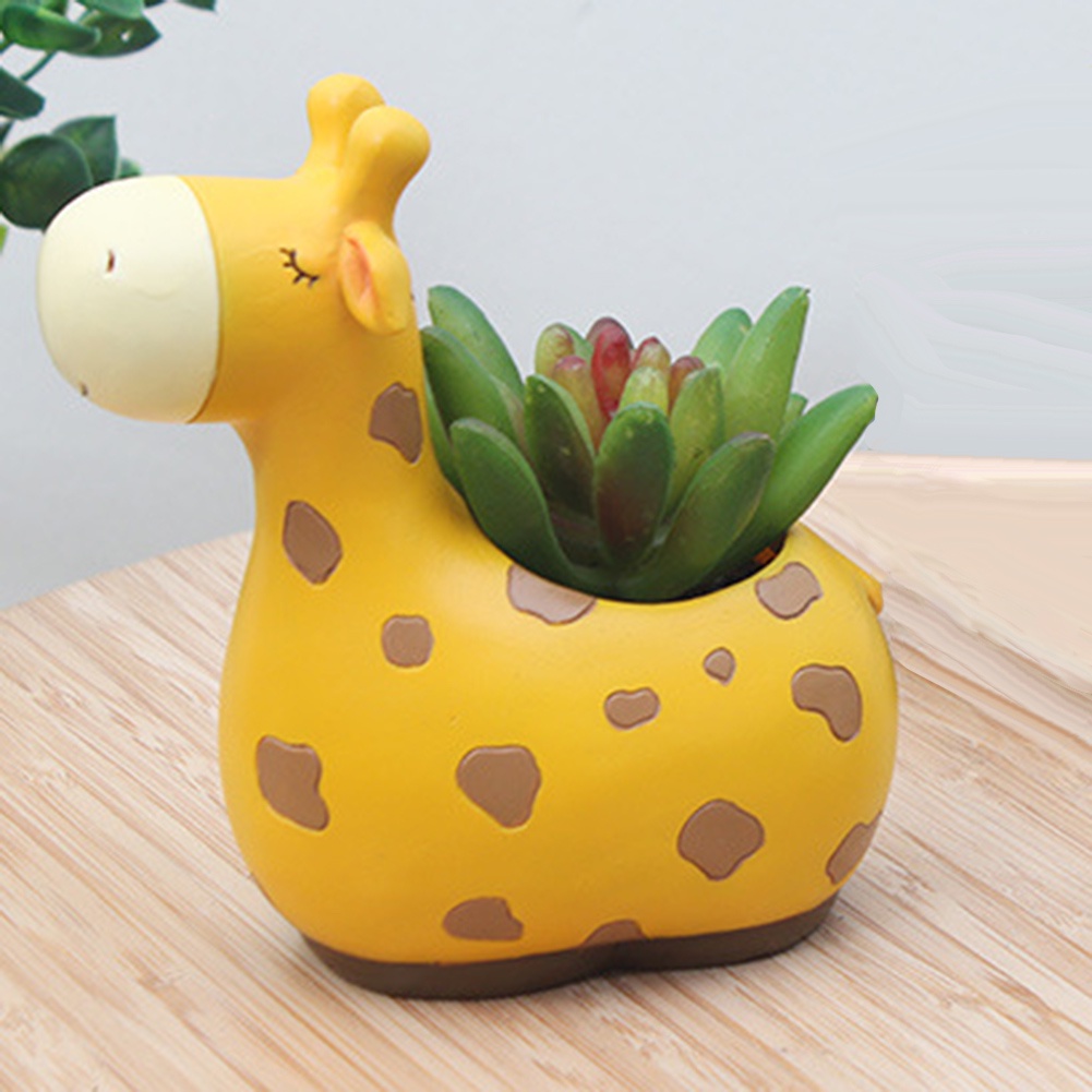 【SPP】Cartoon Giraffe Succulent Plants Flower Pot Home Gardening Landscape Decor Gift