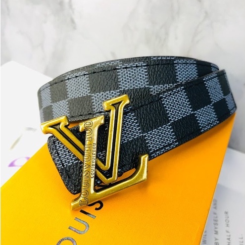 Thắt Lưng Nữ LV Cao Cấp Dây Nịt Nam Nữ Bản Nhỏ Mặt Khóa Đồng Da Mềm Caro Thời Trang