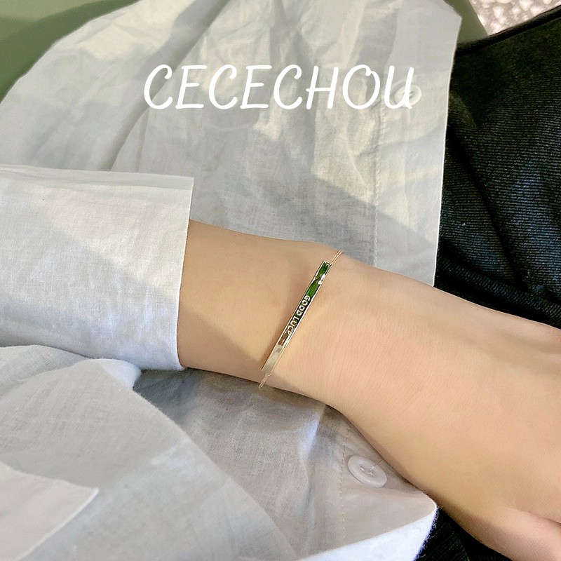 Vòng Tay Nữ Lắc Tay Nữ May Mắn Khắc Chữ Good Luck mạ vàng rút dây điều chỉnh được size cecechou.accessories