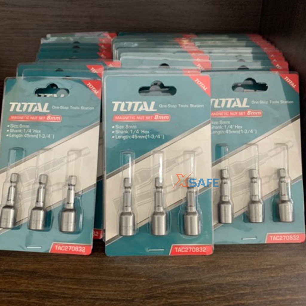 Bộ mũi bắn vít tol TOTAL TAC270832 có nam châm hút Mũi siết vít tôn chất liệu 50BV30 cao cấp độ bền tốt, nhỏ gọn