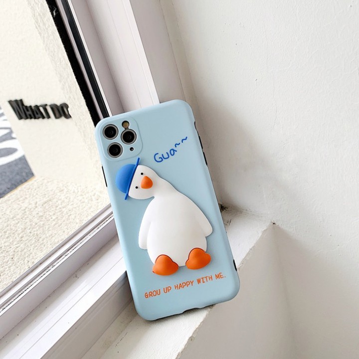 Ốp Lưng iPhone 7/8/7Plus/8Plus/X/XS/XSMax/11/11Pro/11ProMax Hình Vịt 3D - Mã TZAC274