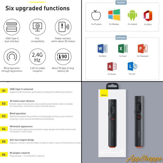 Bút Chỉ Laser Không Dây Baseus Ppt (Mã 006)