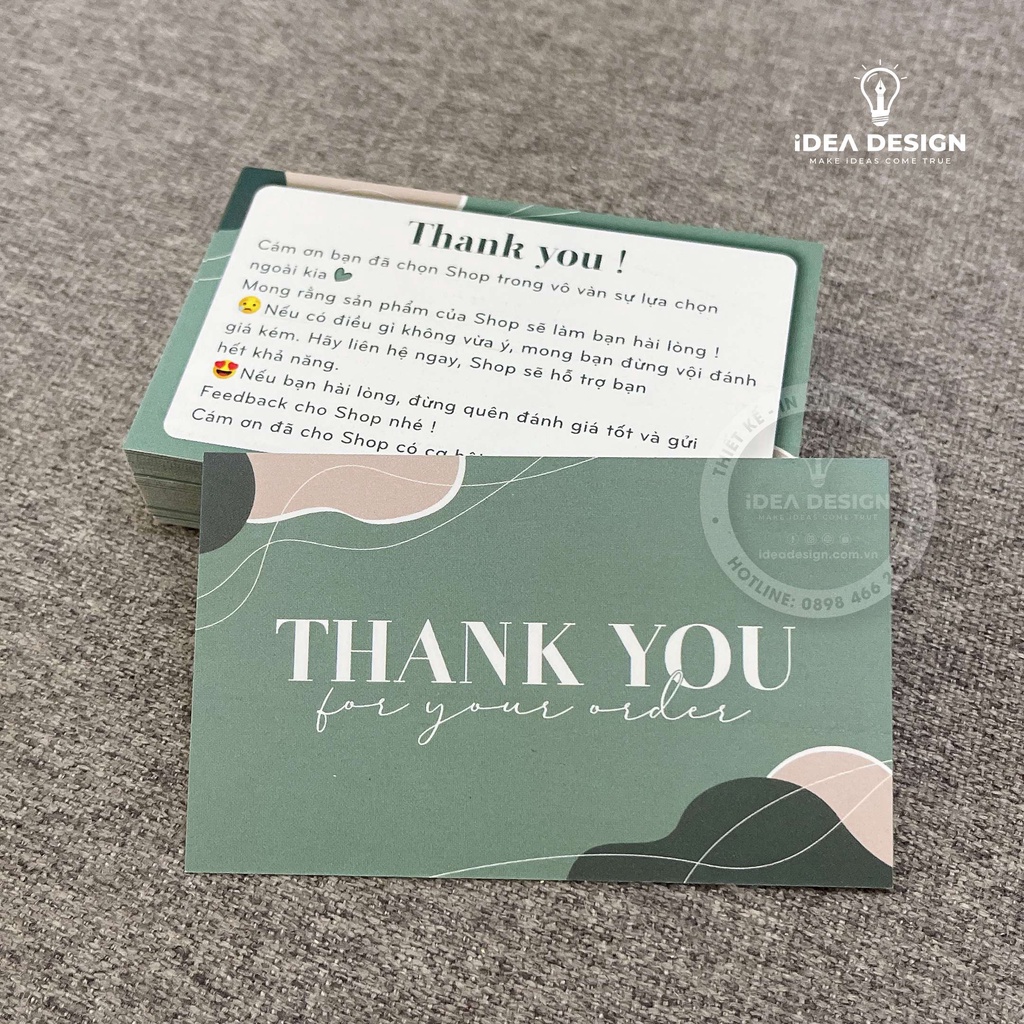 Card Cám Ơn, Card Thank You, Thiệp Cám Ơn - Size 9x5,4cm - Giấy C300 Cán Màng Mờ Họa Tiết Sang Trọng