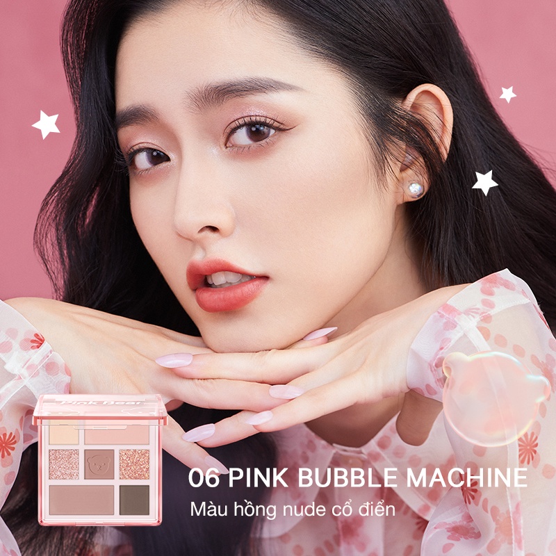 Bảng Phấn Mắt Pink Bear Little World 7 Màu Lì Và Nhũ Làm Phấn Bắt Sáng 10g