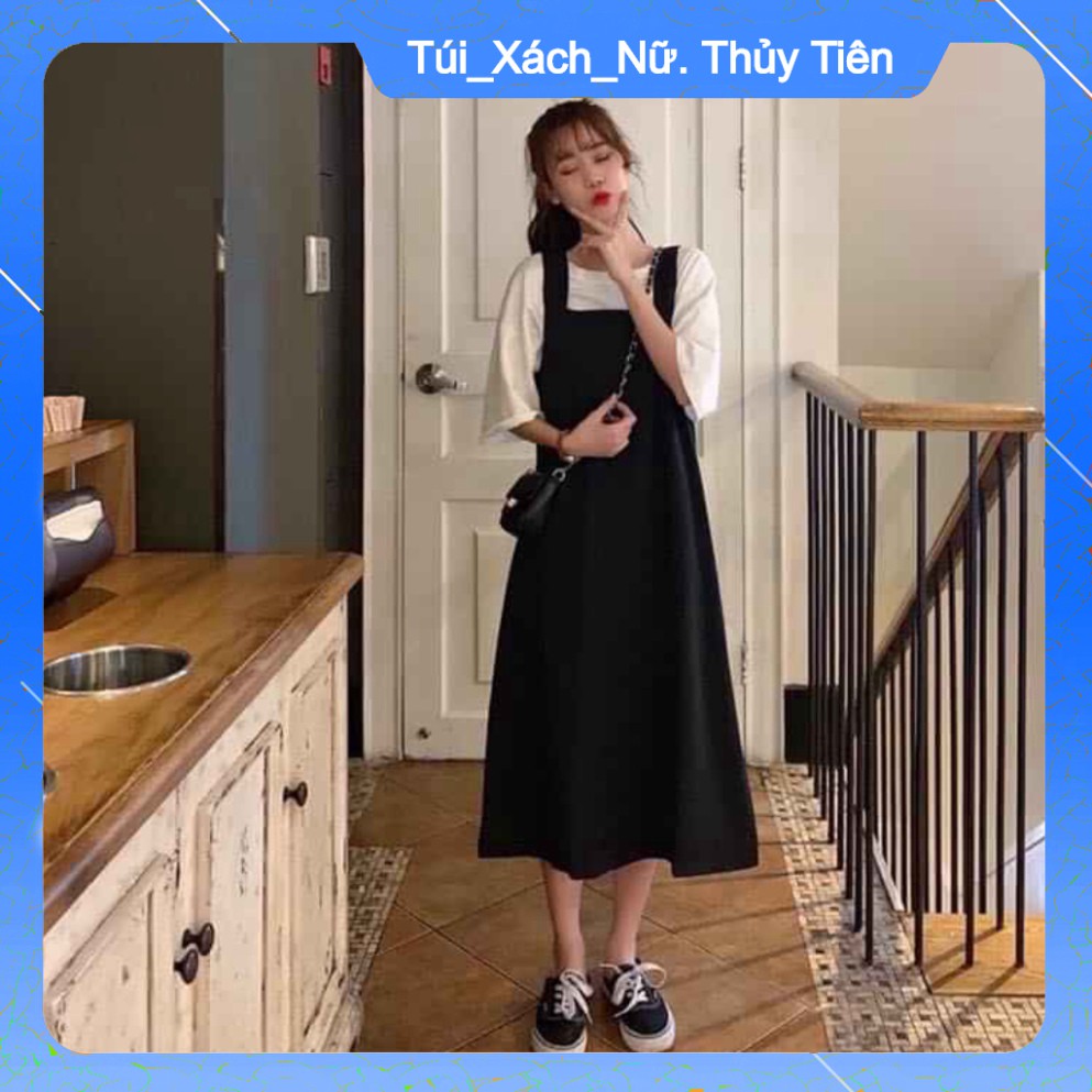 (Giá Gốc) SET YẾM VÁY KAKI DÁNG THỤNG ULLAZANG - YẾM DÀI HÀN QUỐC MIX ÁO PHÔNG TAY LỠ TRẮNG -(Sắn) -👗TTshop👑
