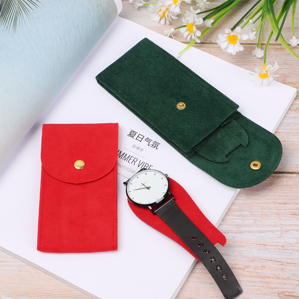 Túi đựng đồng hồ đeo tay nhiều màu bằng vải flannel nhỏ gọn bảo vệ chống bụi cho nam và nữ