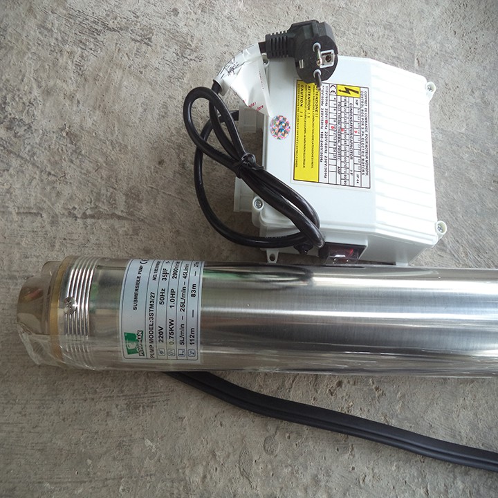 Máy bơm hỏa tiễn pumpman 3stm3/27,máy bơm giếng khoan đường kính ống 76 750W