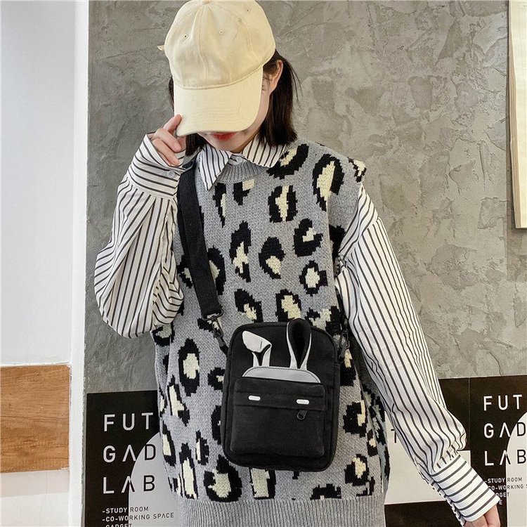 Ins Casual Shoulder Bag Rabbit Canvas Bag Messenger Bag Student School Bag