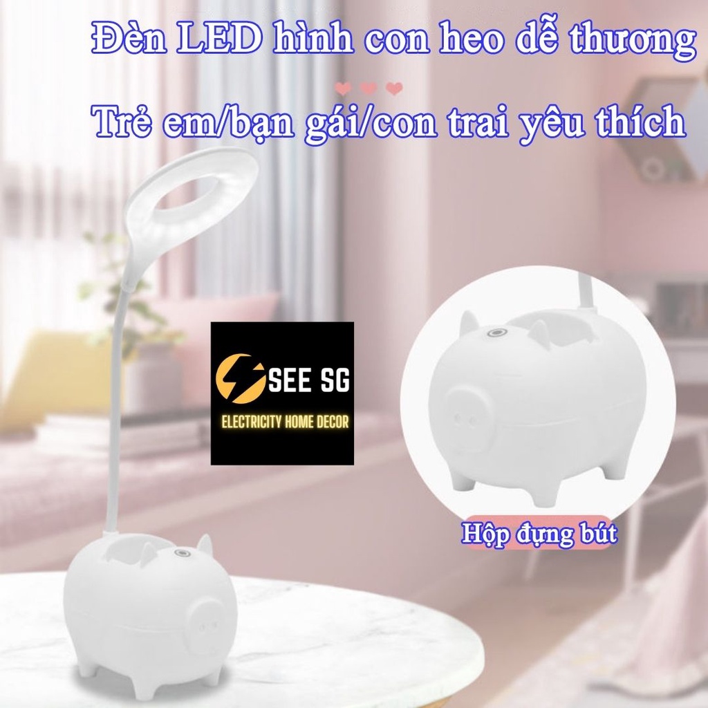 Đèn bàn học có thể uốn cong, cảm ứng chạm 3 mức độ sáng sạc pin tích điện chống cận thị, có hộp bút gác điện thoại