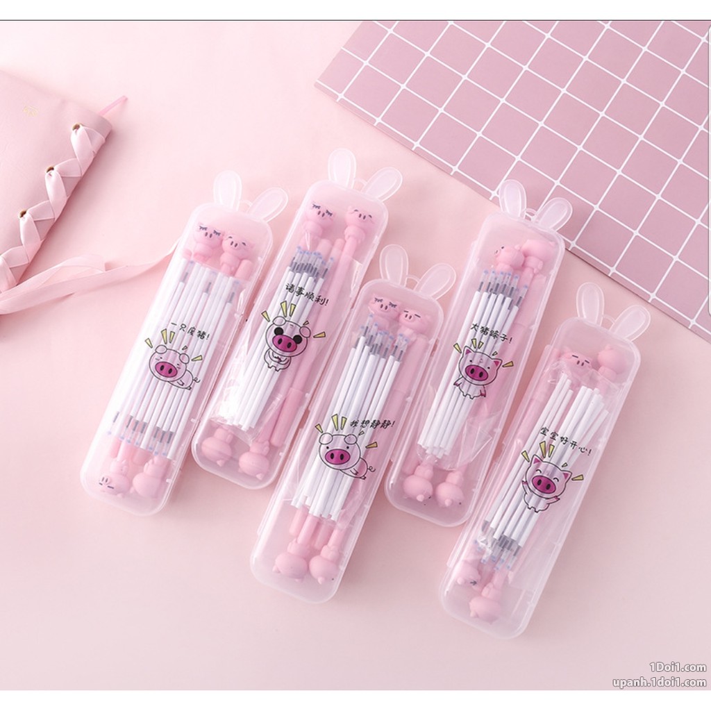 4 bút nước heo xinh kèm hộp 10 ngòi Liti Shop